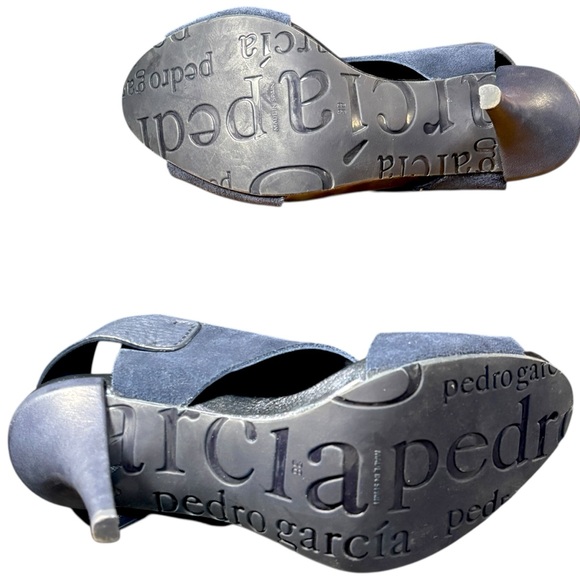 Pedro Garcia Yimina Blue Suede Cutout Slingback High Heel Sandals 38 - Picture 12 of 15